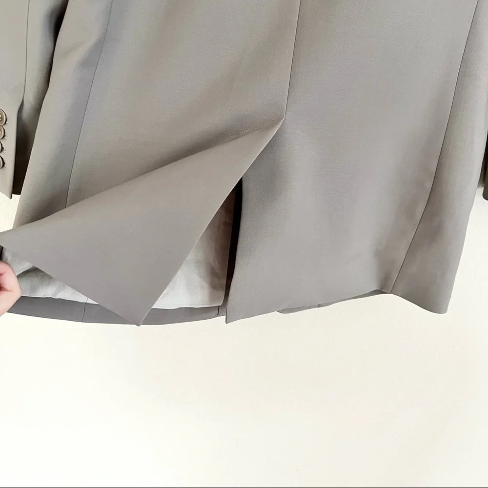 TIBI Tropical Wool Detachable Scarf Blazer Jacket in Cement Grey